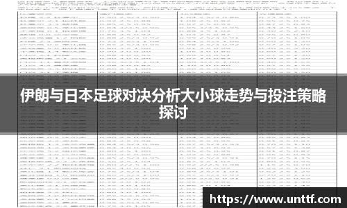 伊朗与日本足球对决分析大小球走势与投注策略探讨